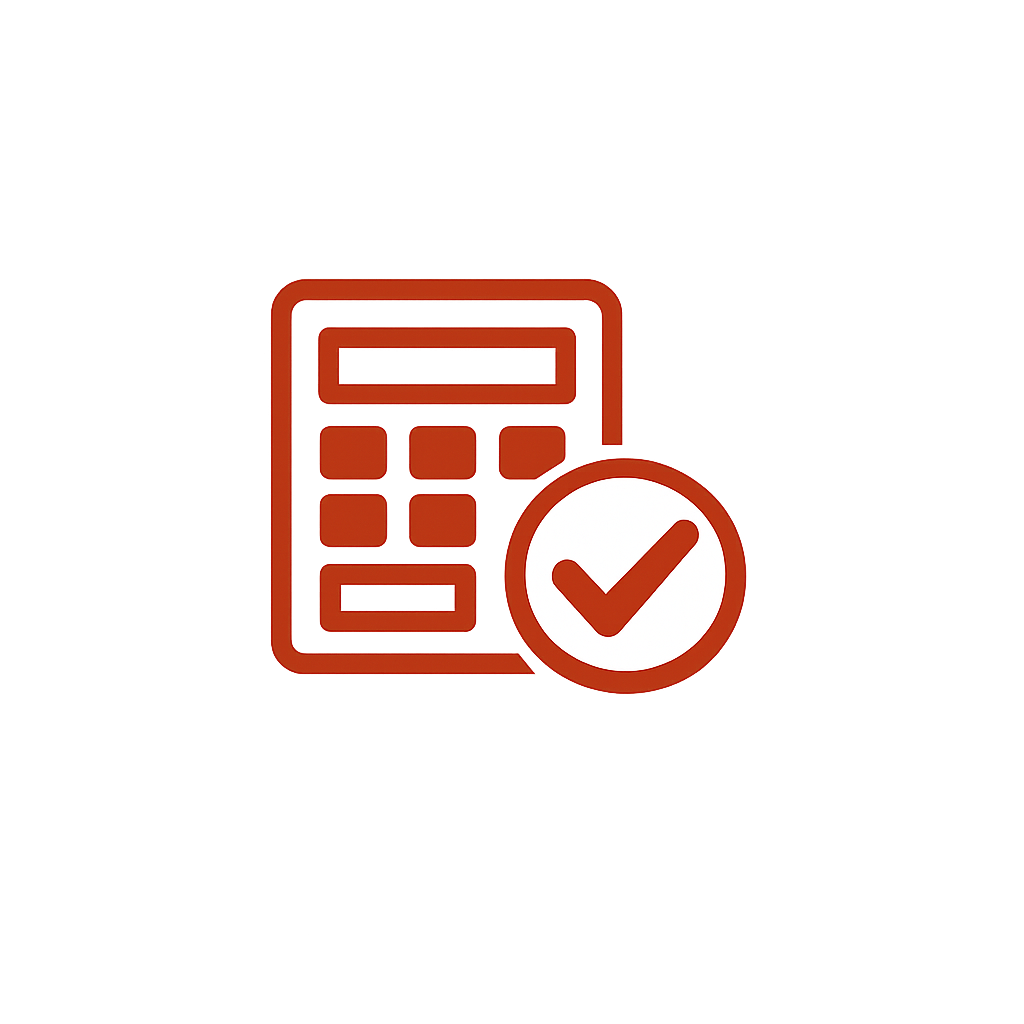 Calculator with checkmark representing transparent medical documentation pricing
