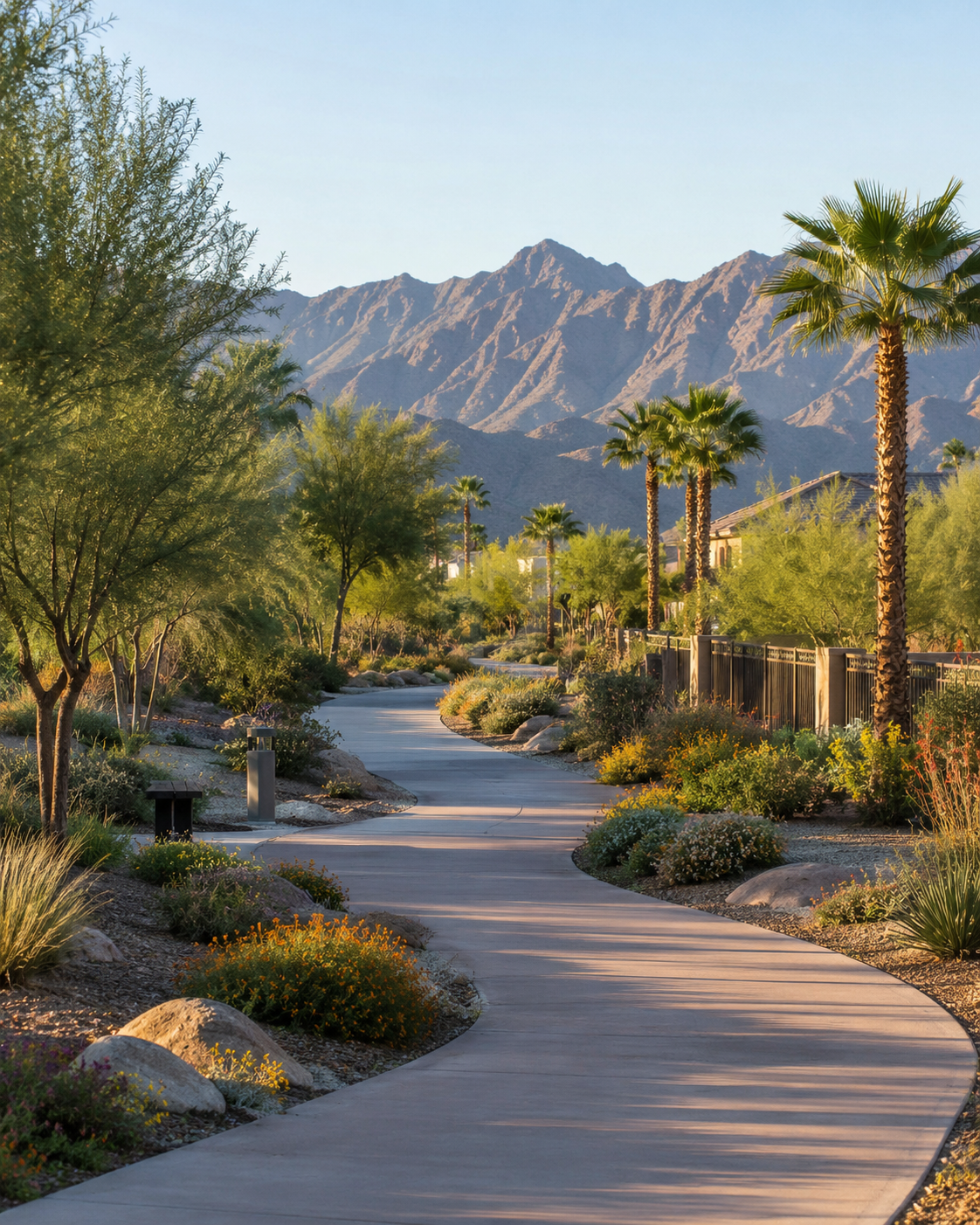 Desert landscape and Estrella Mountains near Goodyear, Arizona.
