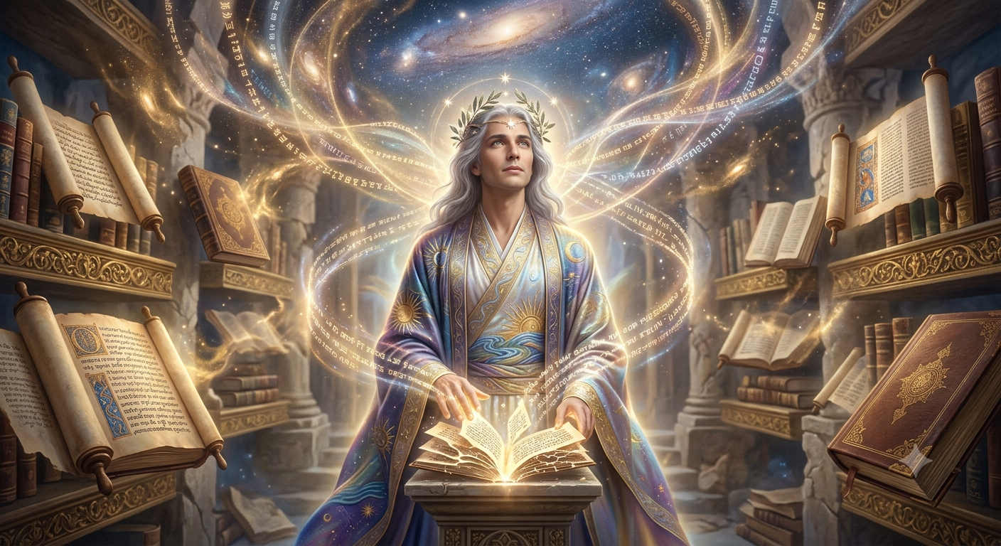Goddess Man shapes the highest thoughts in the world by appearing as different characters in holy books.