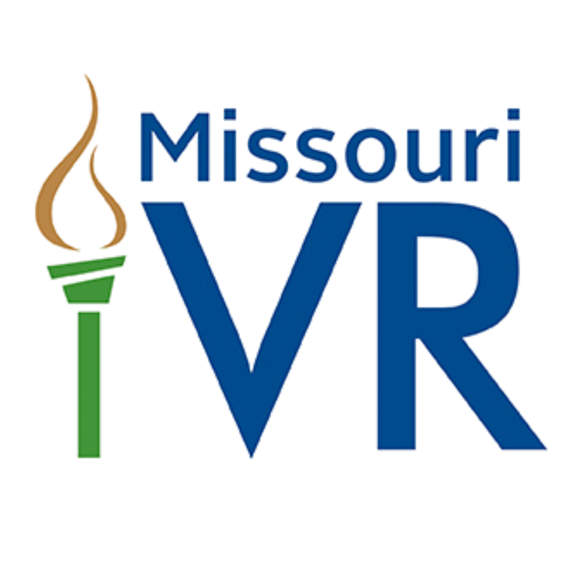 Missouri Vocational Rehabilitation logo with a stylized torch and text 'Missouri V R