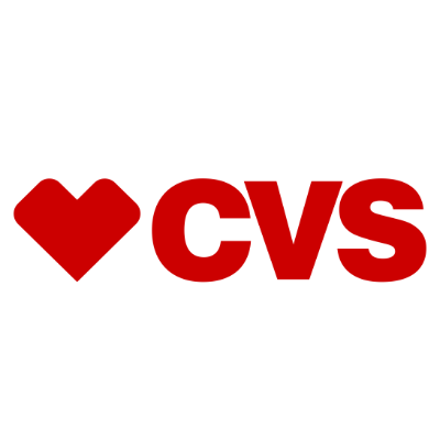 Heart symbol and CVS logo in red and black.