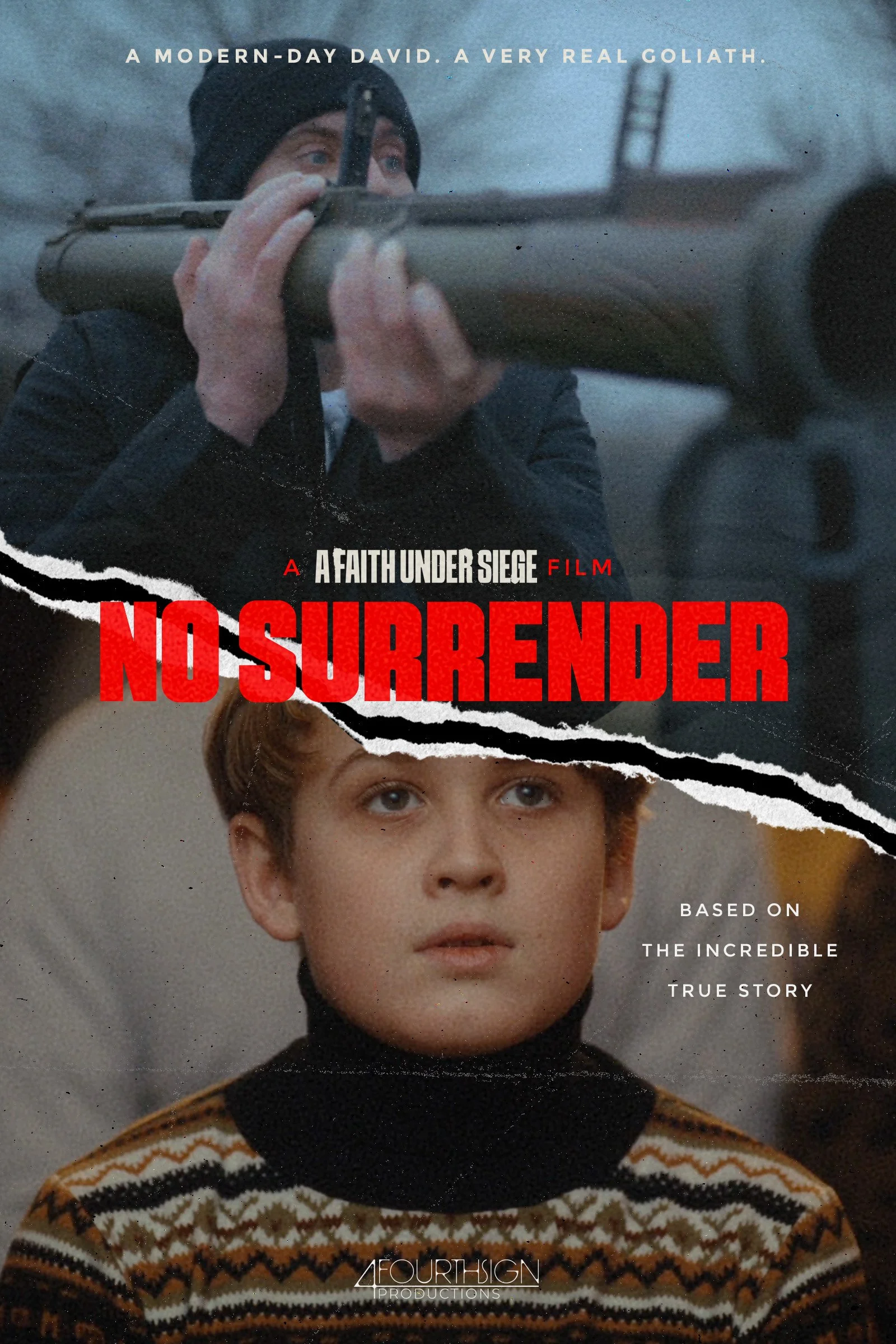 No Surrender documentary poster featuring Ukrainian pastor Yuri Babinets, whose story of faith and courage unfolds during Russia's invasion of Ukraine.