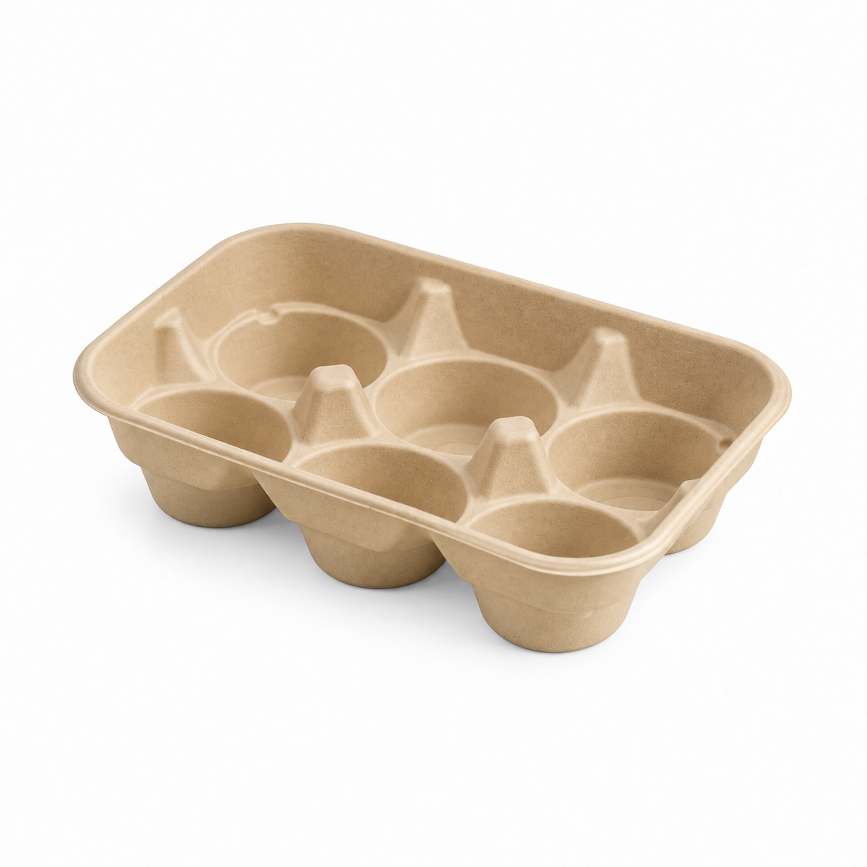 6-Count bake-able tray made with sugarcane (bagasse) and bamboo pulp