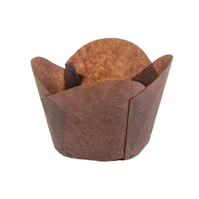 Brown muffin liner. made of greaseproof paper