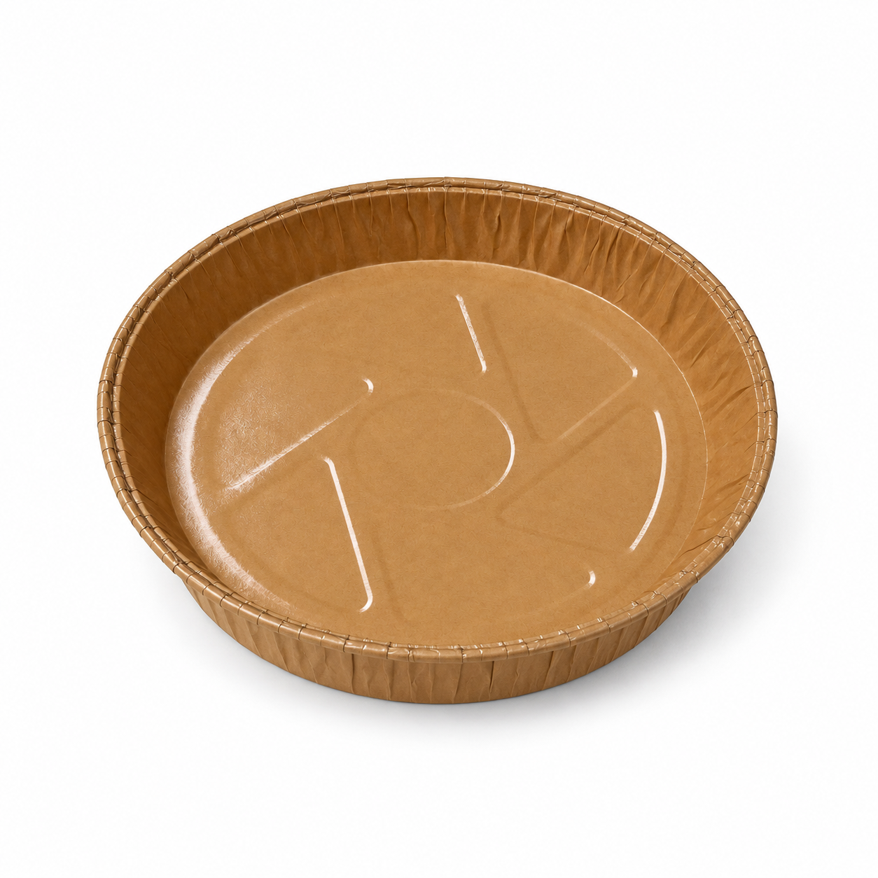 Round PET coated baking tray made with greaseproof paper with kraft color