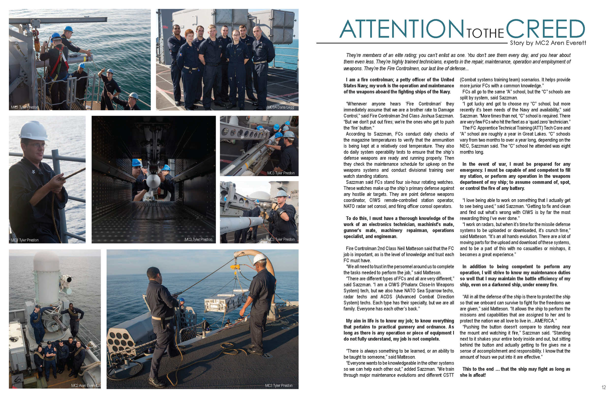Feature article spread - Sailor's Creed feature