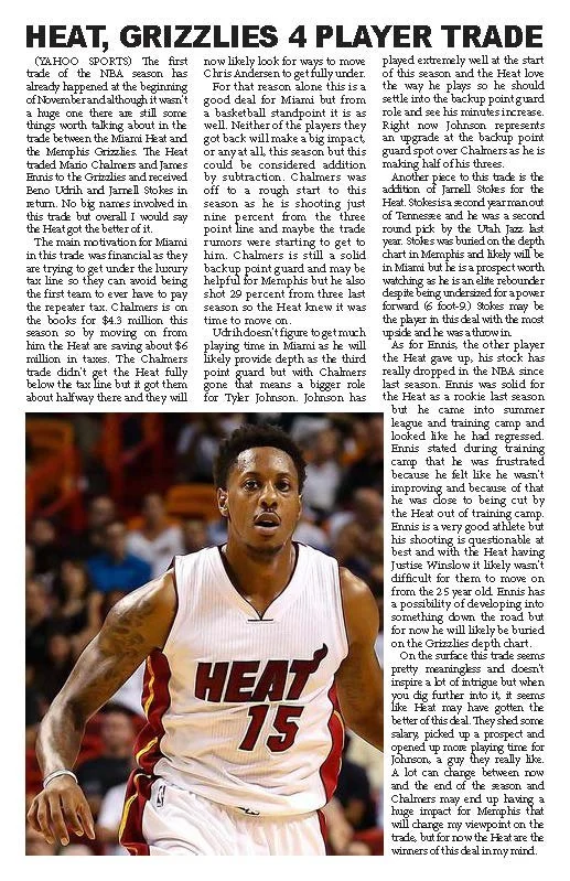 The Daily interior page - sports feature