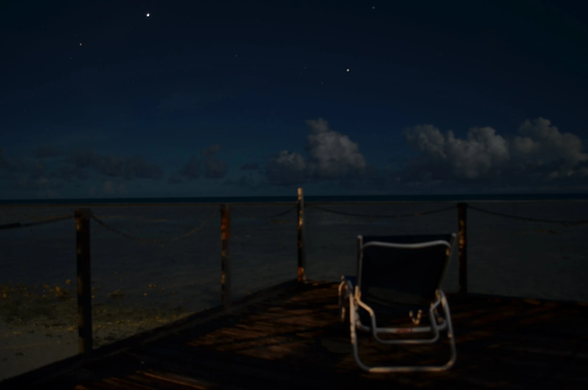 Still Images 011 (dock chair at night, stars)
A long exposure from Diego Garcia, one of the techniques I picked up during Navy photography training.