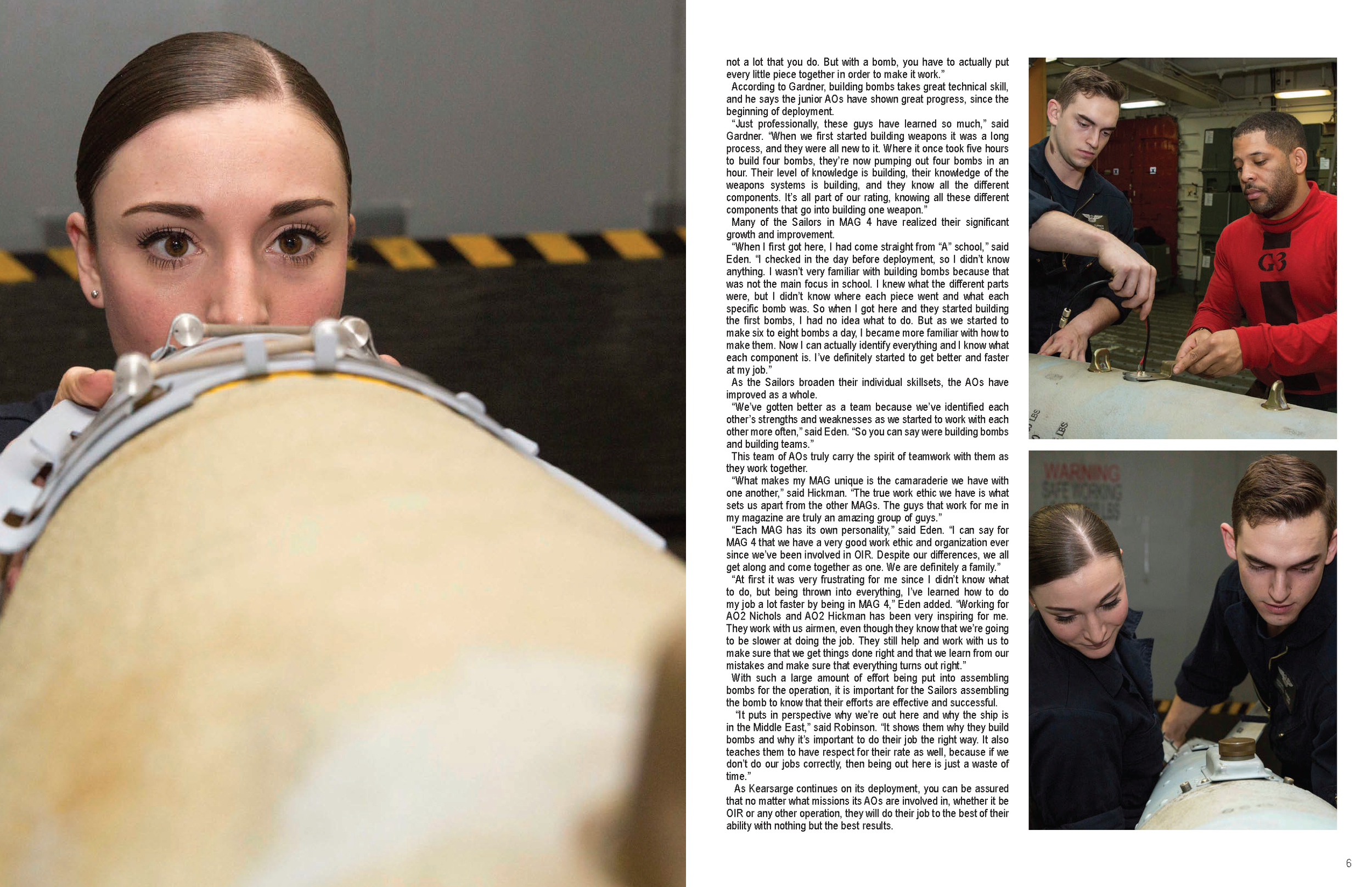 Feature article spread - ordnance handling team profile