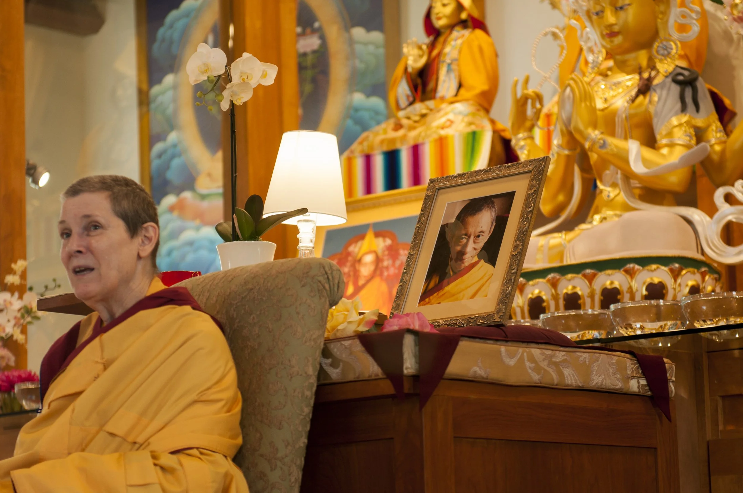 Gen Kelsang Chogden, Resident Teacher of Kadampa Meditation Center, speaks during World Peace Prayers in Baltimore, Maryland, April 5, 2015.