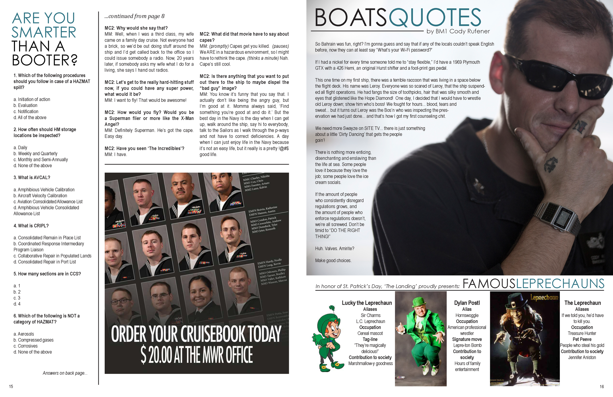 Quiz layout with morale-section sidebar content