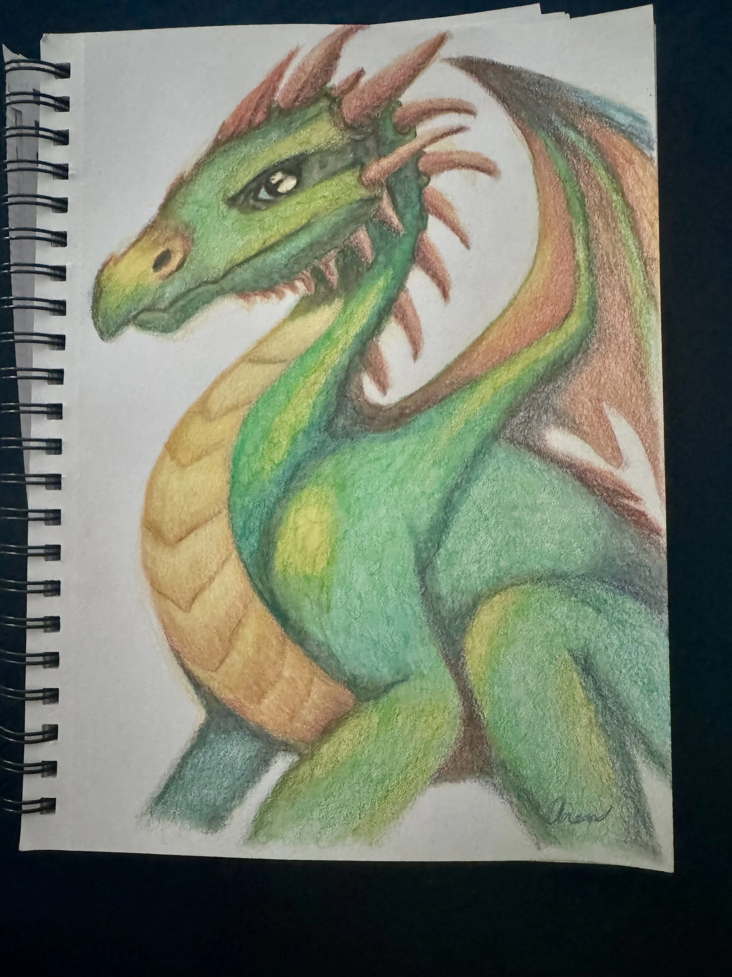 Keeper of the Coil:
Colored pencil, built scale by scale until something with a pulse showed up on the page.