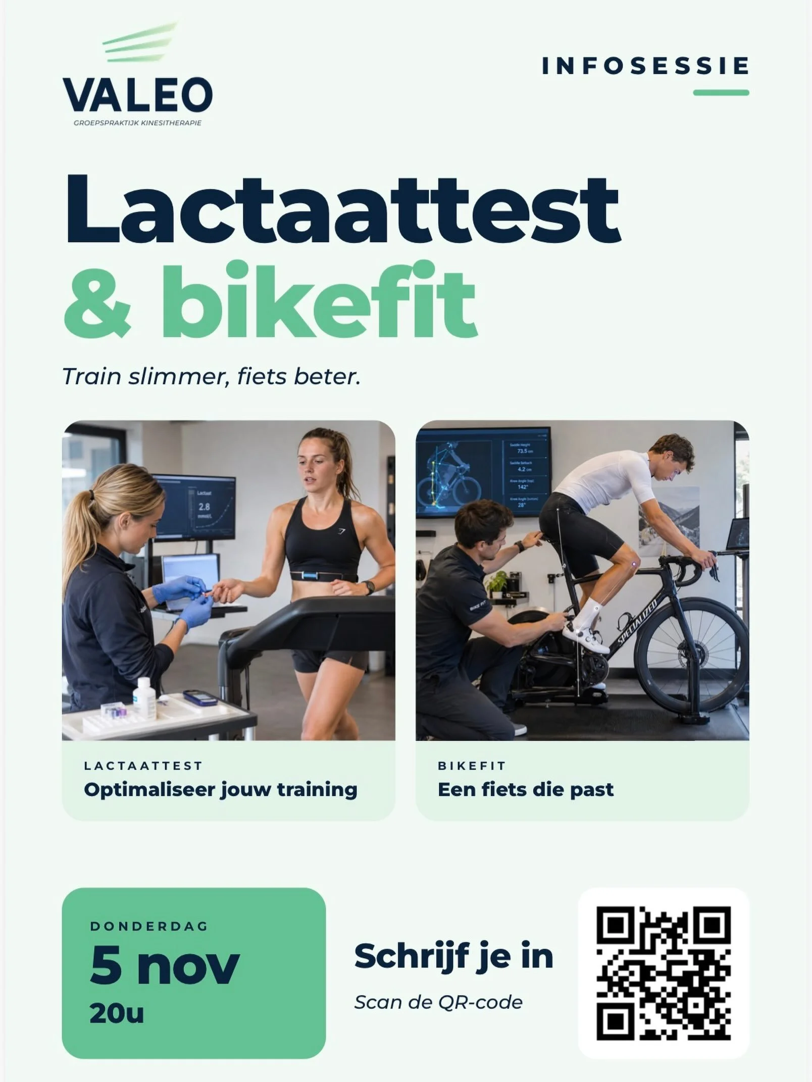 GRATIS INFOSESSIE: LACTAATTESTING &amp; BIKEFITTING 🚴&zwj;♂️🏃🏼&zwj;♂️

Wil je slimmer trainen, beter presteren en blessures voorkomen?
Ontdek tijdens onze gratis infosessie wat lactaattesting en bikefitting voor jou kunnen betekenen.

📅 5 novembe