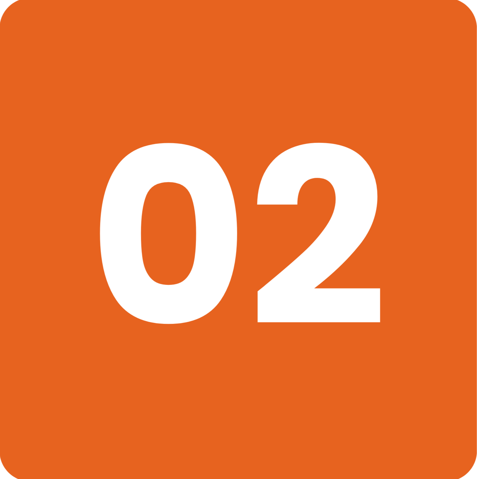 Orange background with large white number 02 centered in the image.