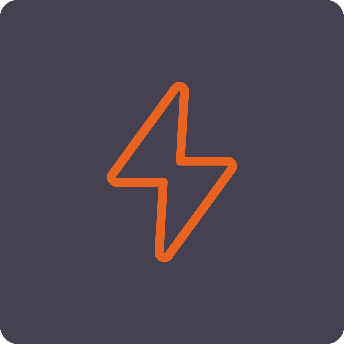Orange lightning bolt icon on a dark gray background.