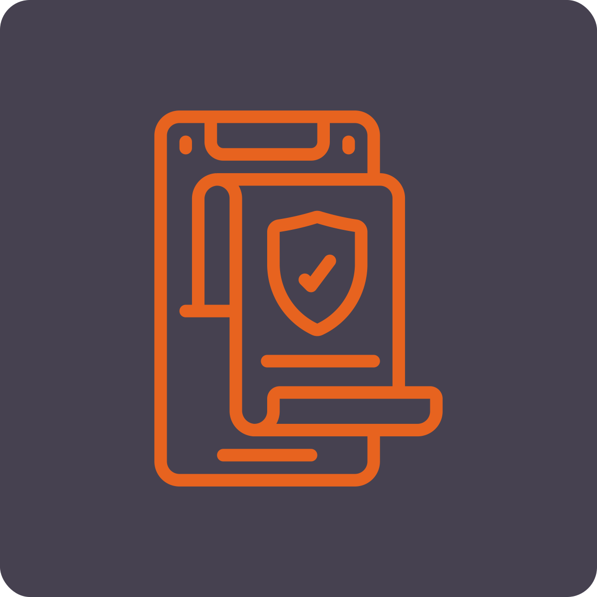 Smartphone with shield and checkmark icon, representing mobile security.