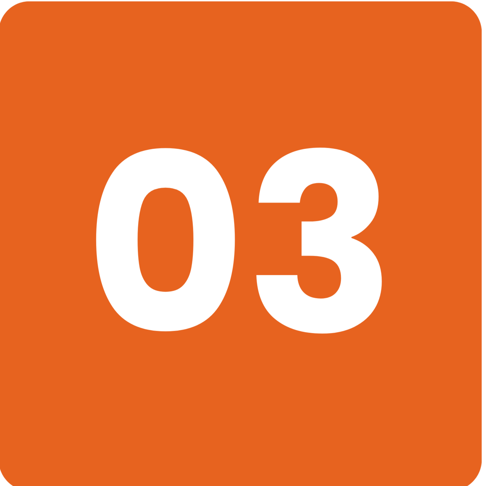 Orange background with white text displaying the number '03'
