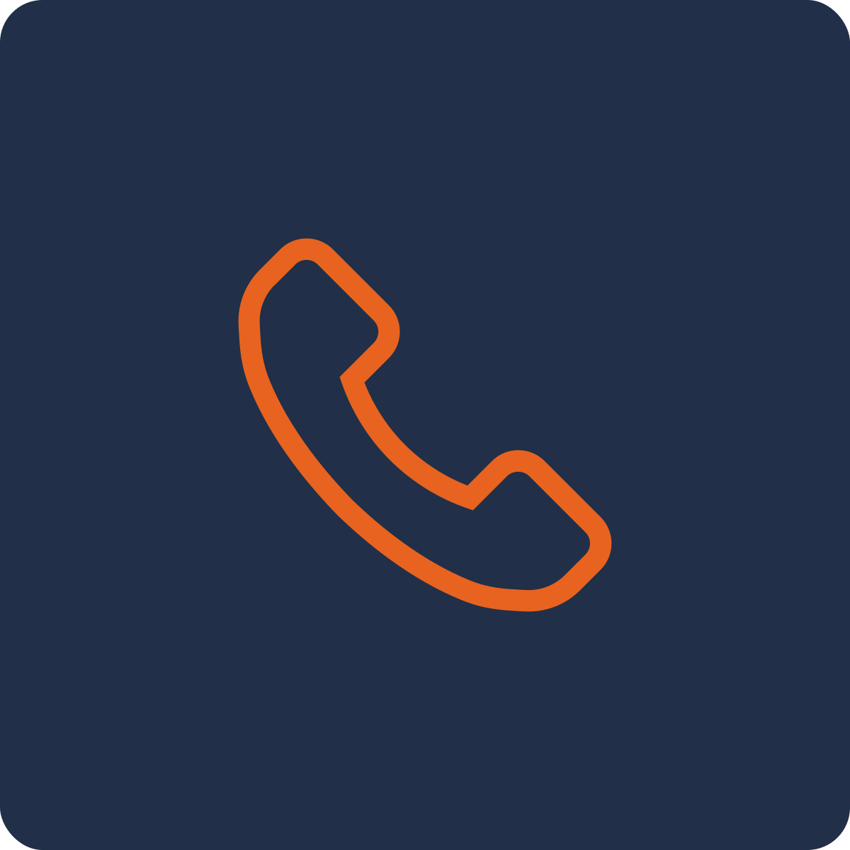 Phone receiver icon in orange on dark blue background