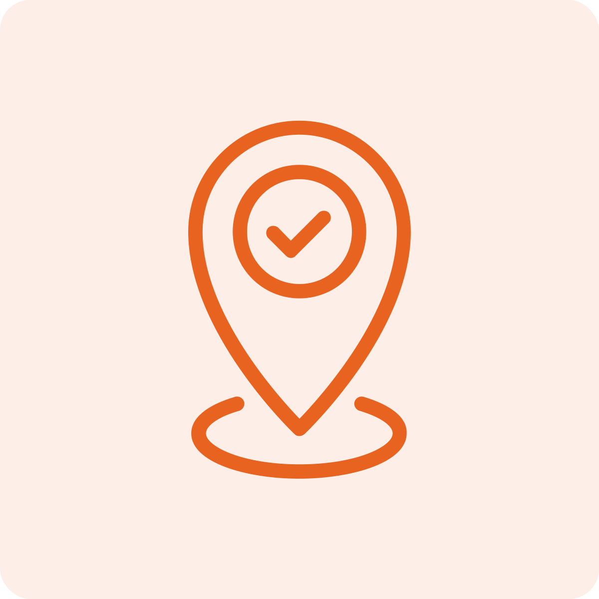 Map pin icon with a checkmark inside, indicating location confirmed or selected.
