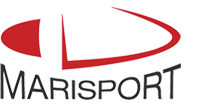Logotipo da Marisport com um coração estilizado em vermelho e nome da marca abaixo em letras pretas.