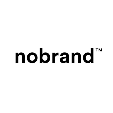 Logo com a palavra 'nobrand' em letras pretas com fundo branco.