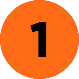 Orange circle with the number one in black center.