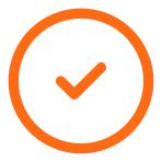 Orange circle with a check mark inside