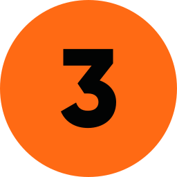 Orange circle with the number 3 in black