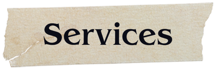A torn piece of paper with the word 'Services' printed on it.