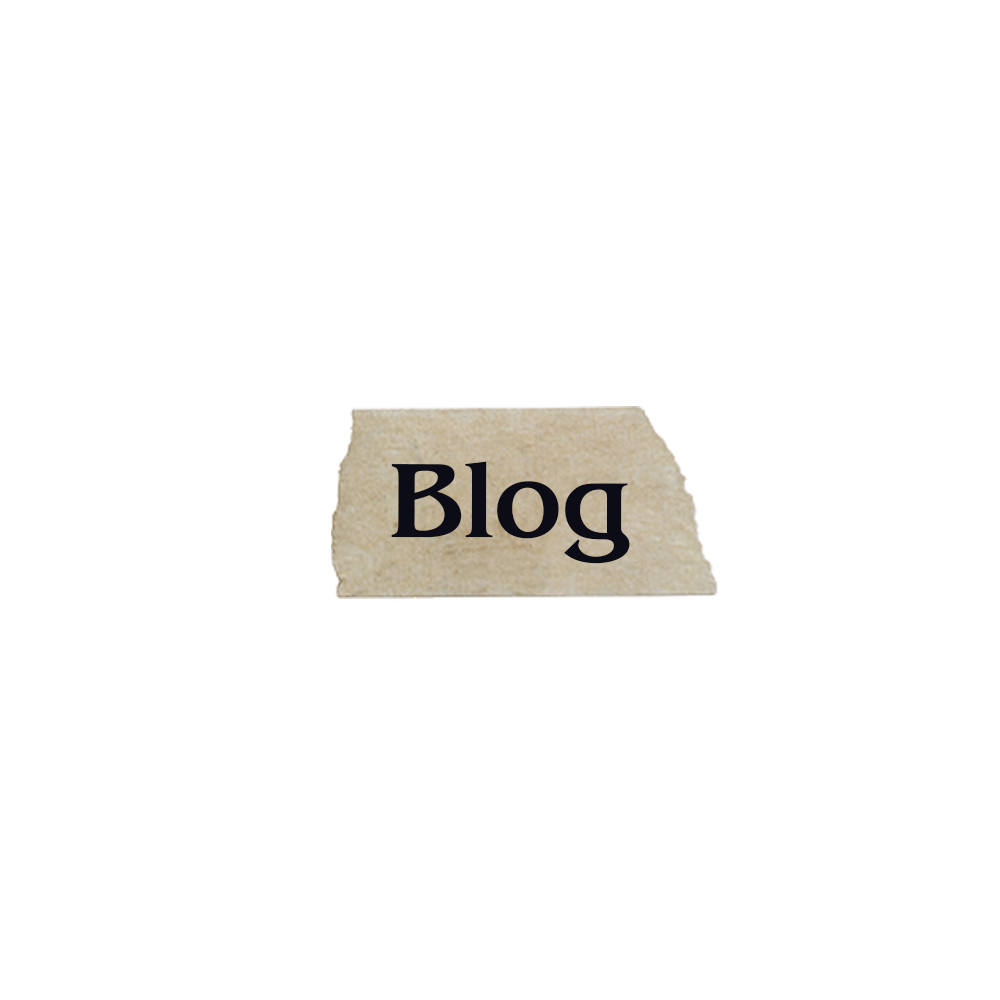 A graphic with the text 'BLOG' on a torn piece of paper, positioned above a silhouette of a person sitting at a desk with a computer.