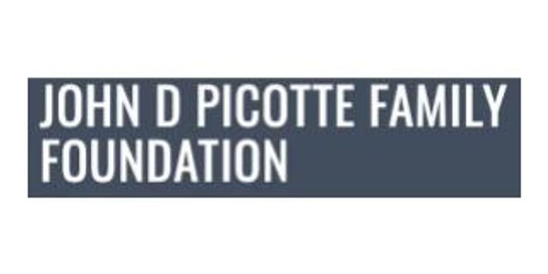 Text reading 'John D Picotte Family Foundation' on a dark background.