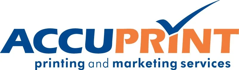 AccuPrint logo with the words 'printing and marketing services' underneath
