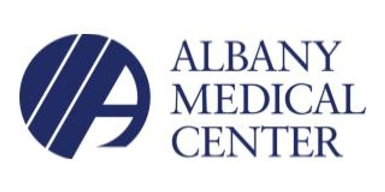 Albany Medical Center logo with stylized blue circular emblem and text to the right.