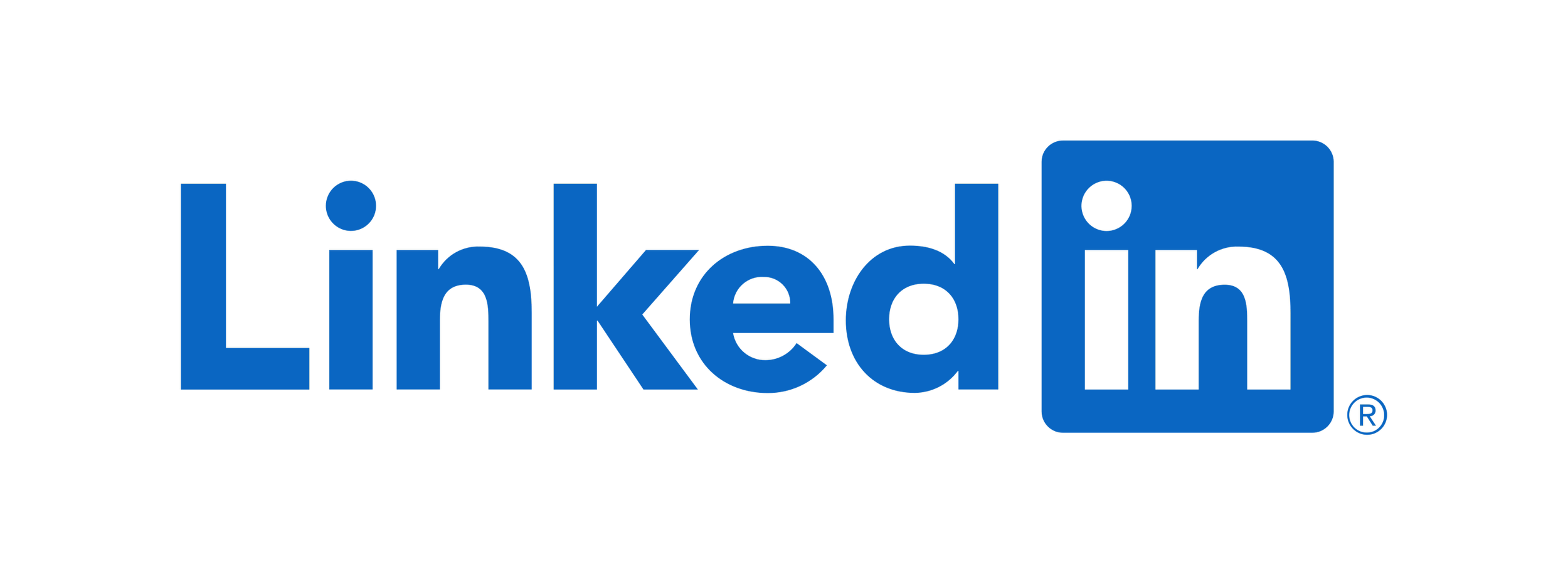 LinkedIn logo in blue text with a square outline around the 'in'
