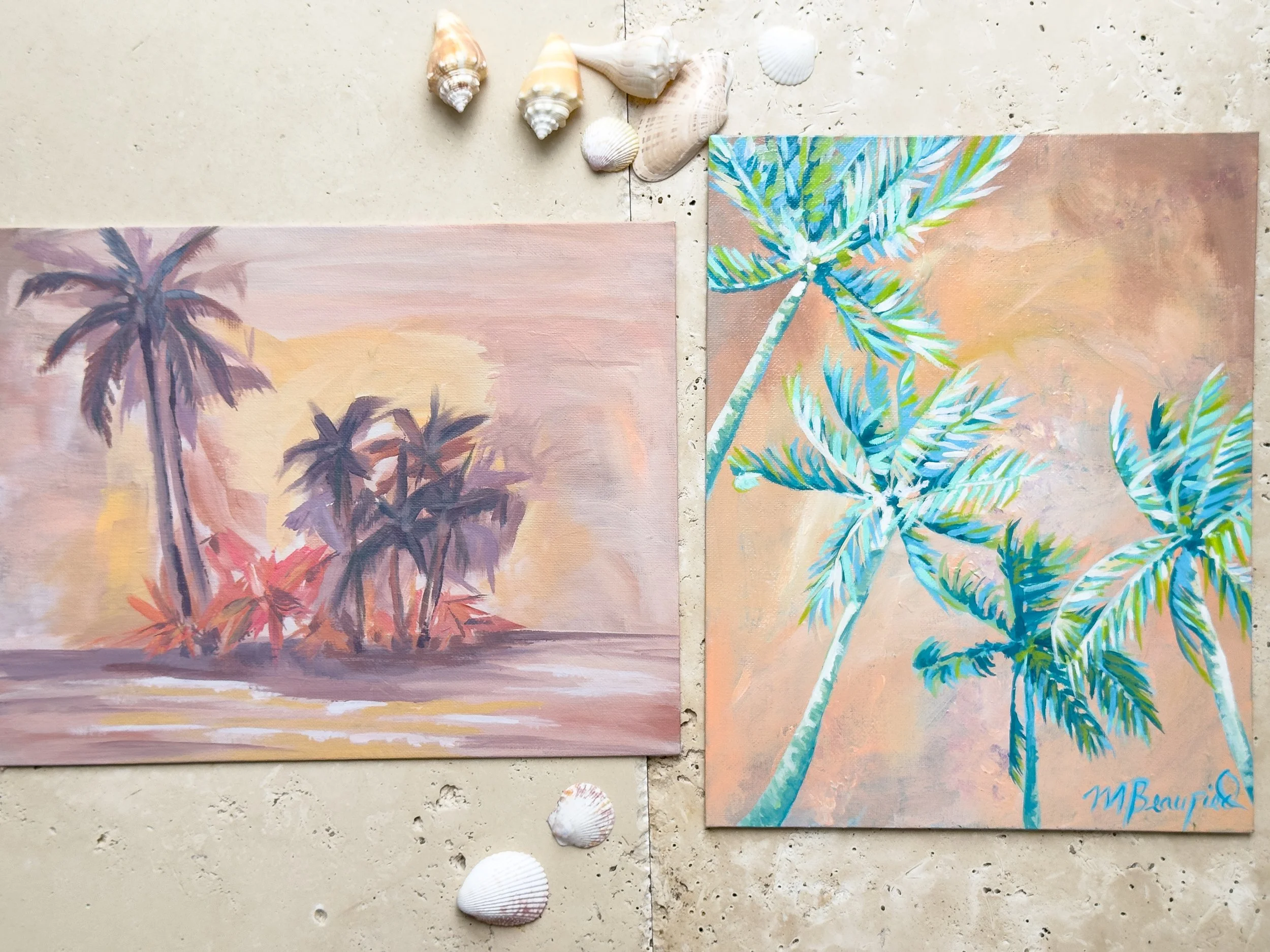 Doris&June Palms 2 paintings Horizontal.JPG