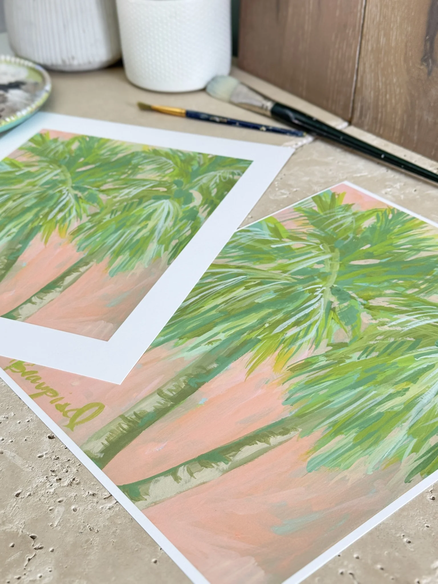Peachy Palmettos -Florida Palms Print-Doris & June-2.JPG