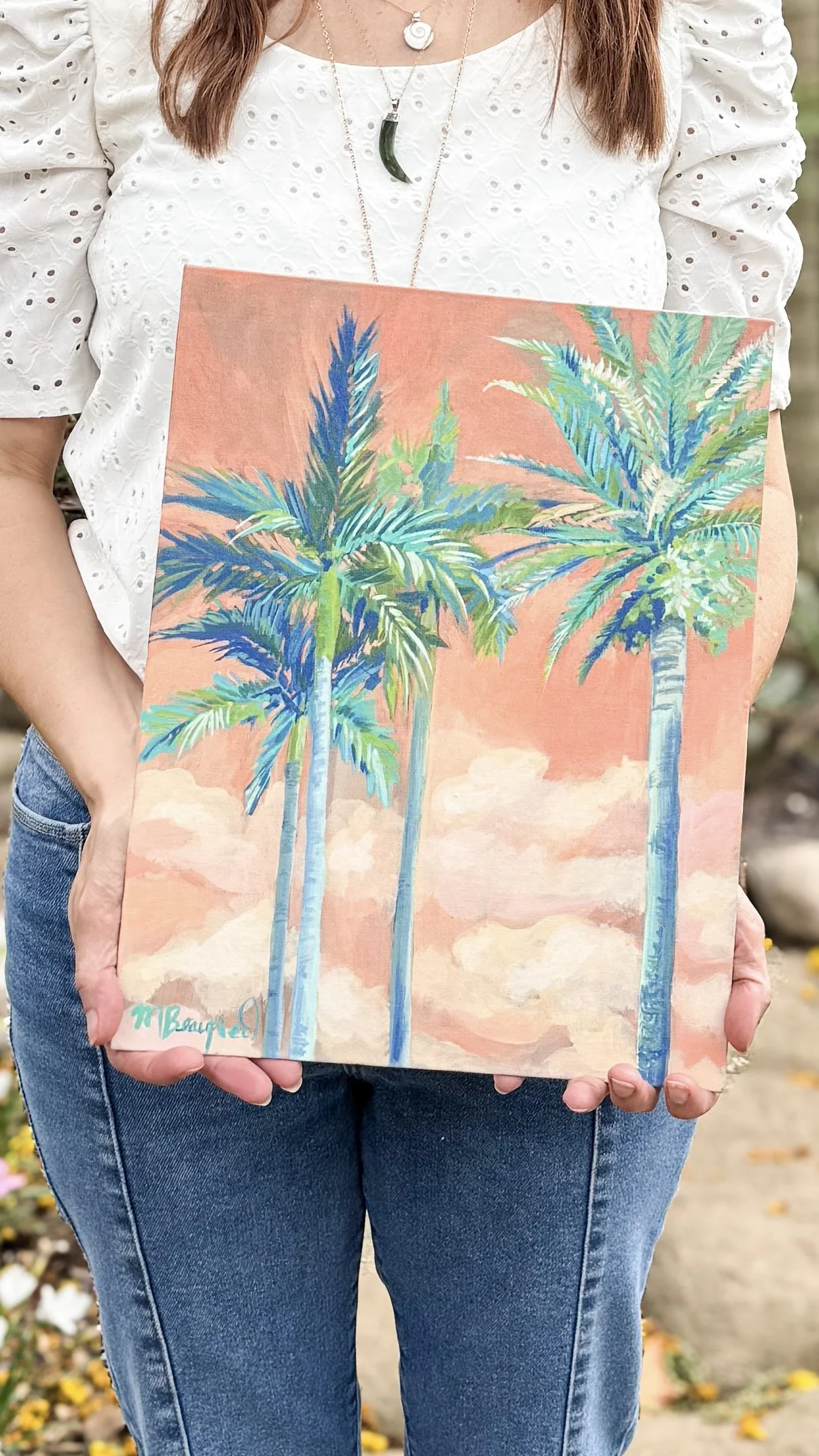 Sunset Palms with artist.jpg
