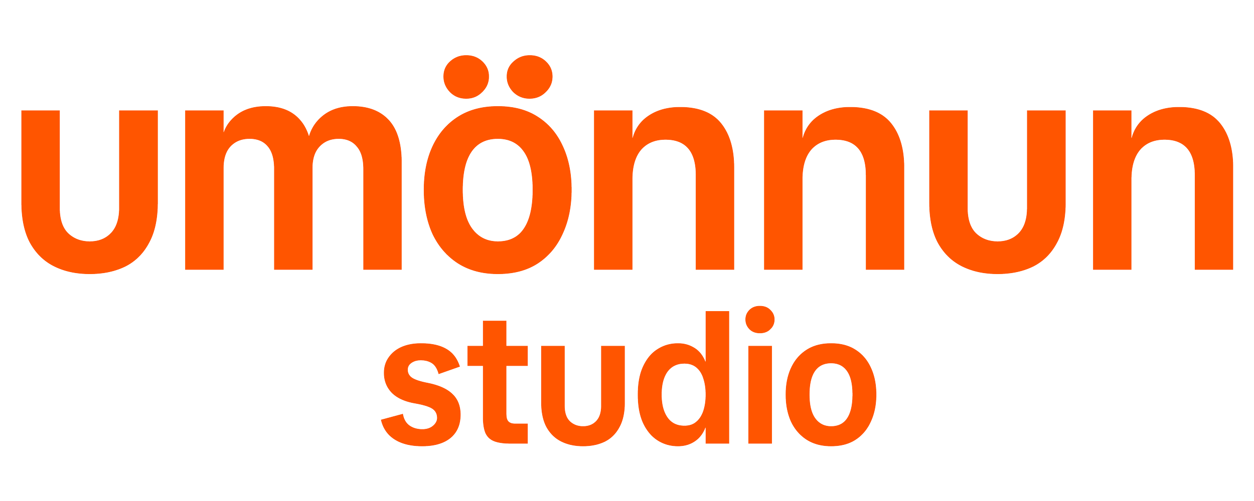 Orange text that says 'Ümöhüß studio' on a black background.