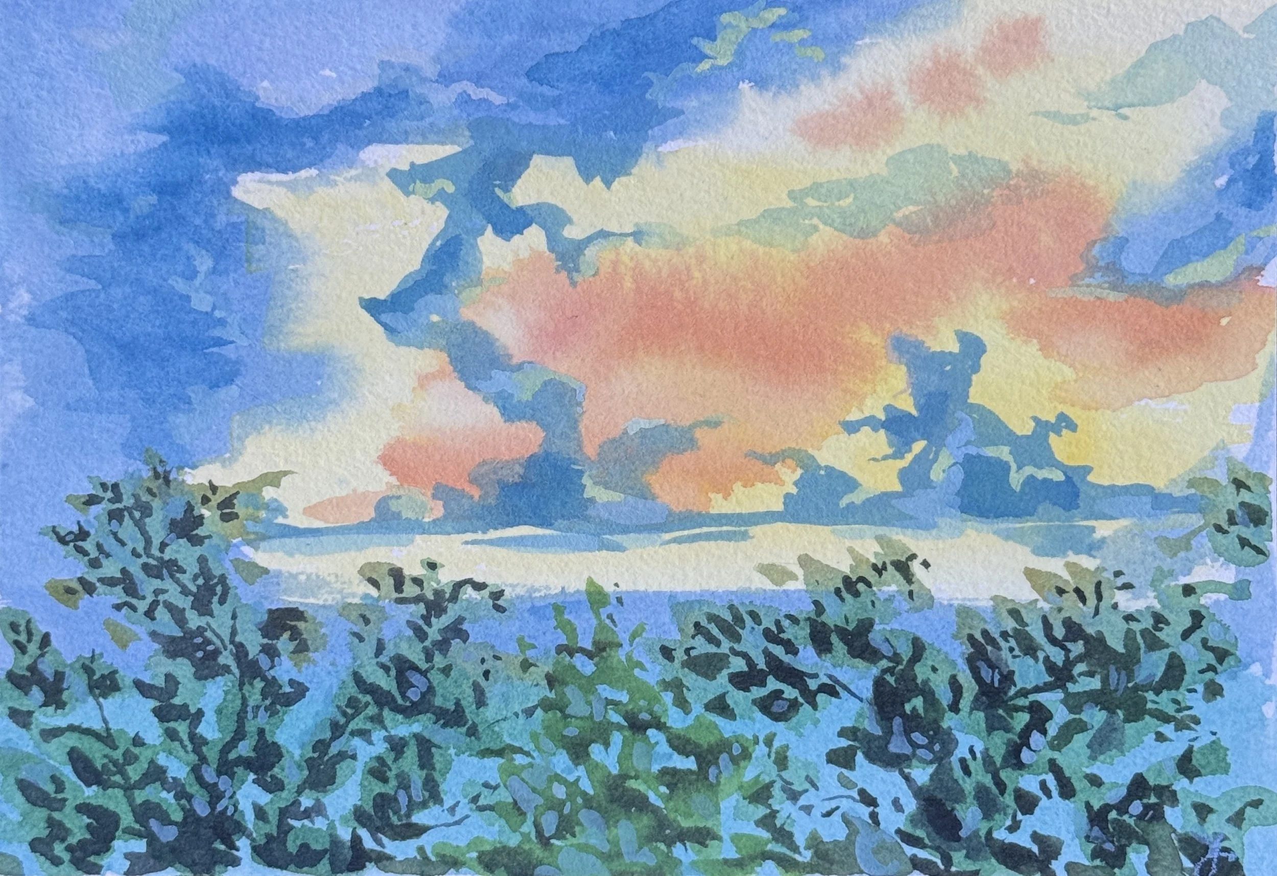 Florida Sunset Small- Watercolor on Paper - 5 in by 7 in.jpg