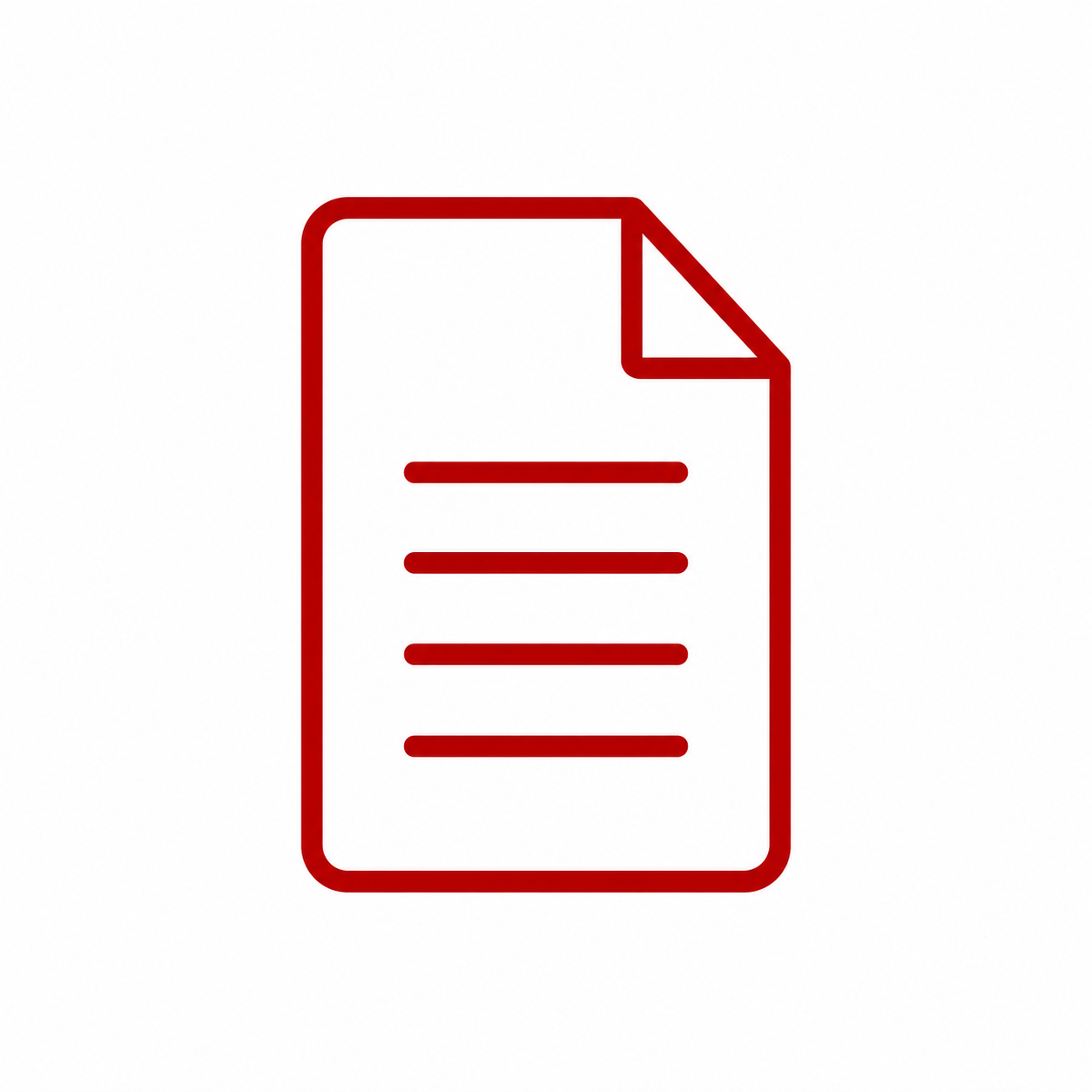 Outline of a document icon with lines representing text, in red color.