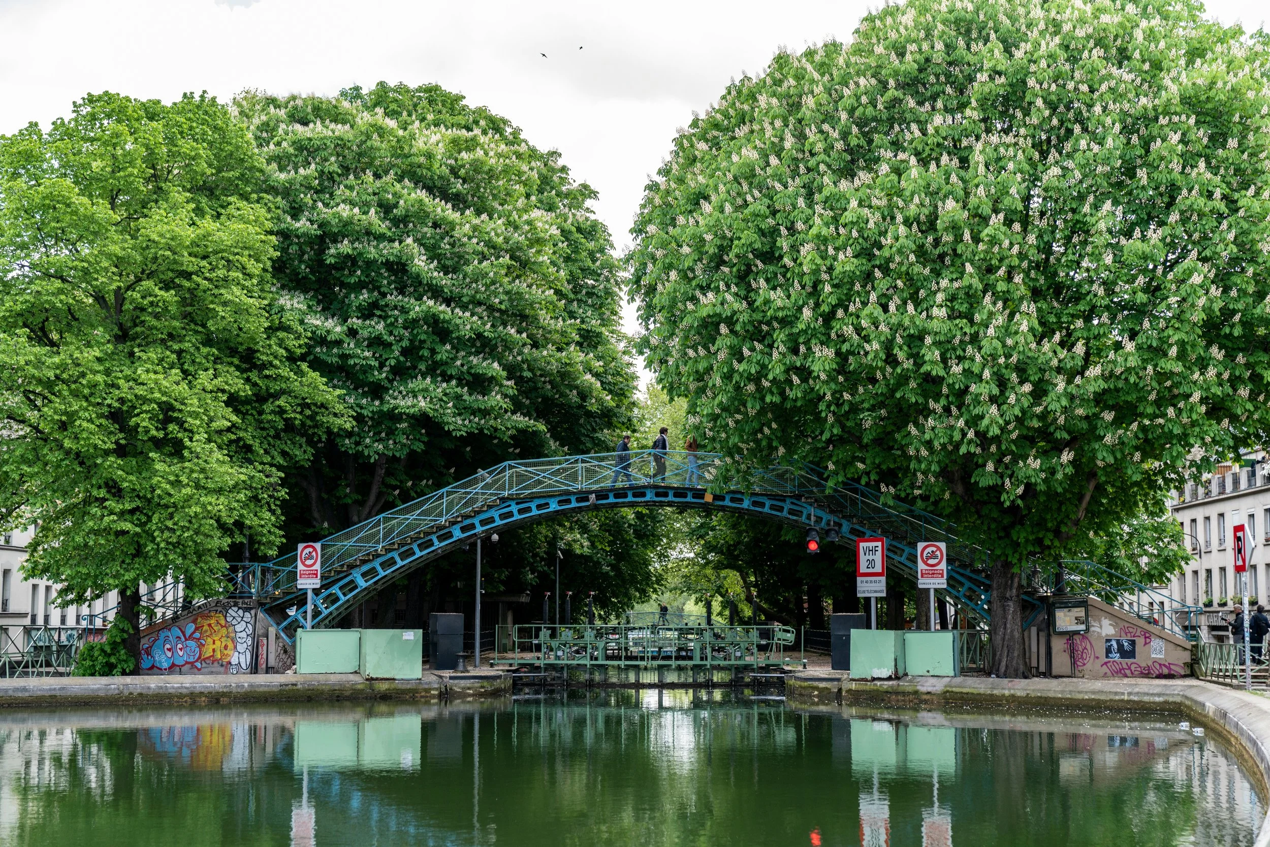 iconic iron footbridge canal saint-martin Paris