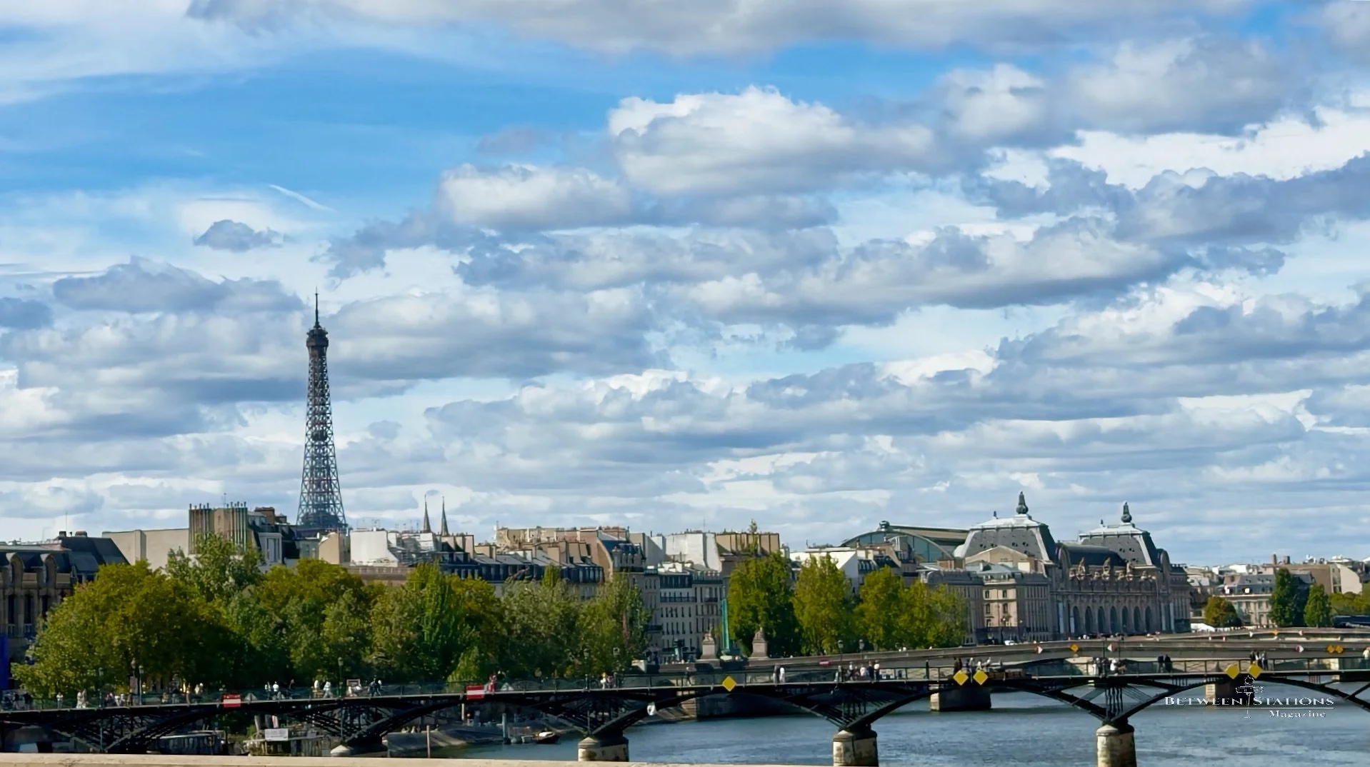 Stunning distance view of the Eiffel Tower as a backdrop for Hausmann buildings