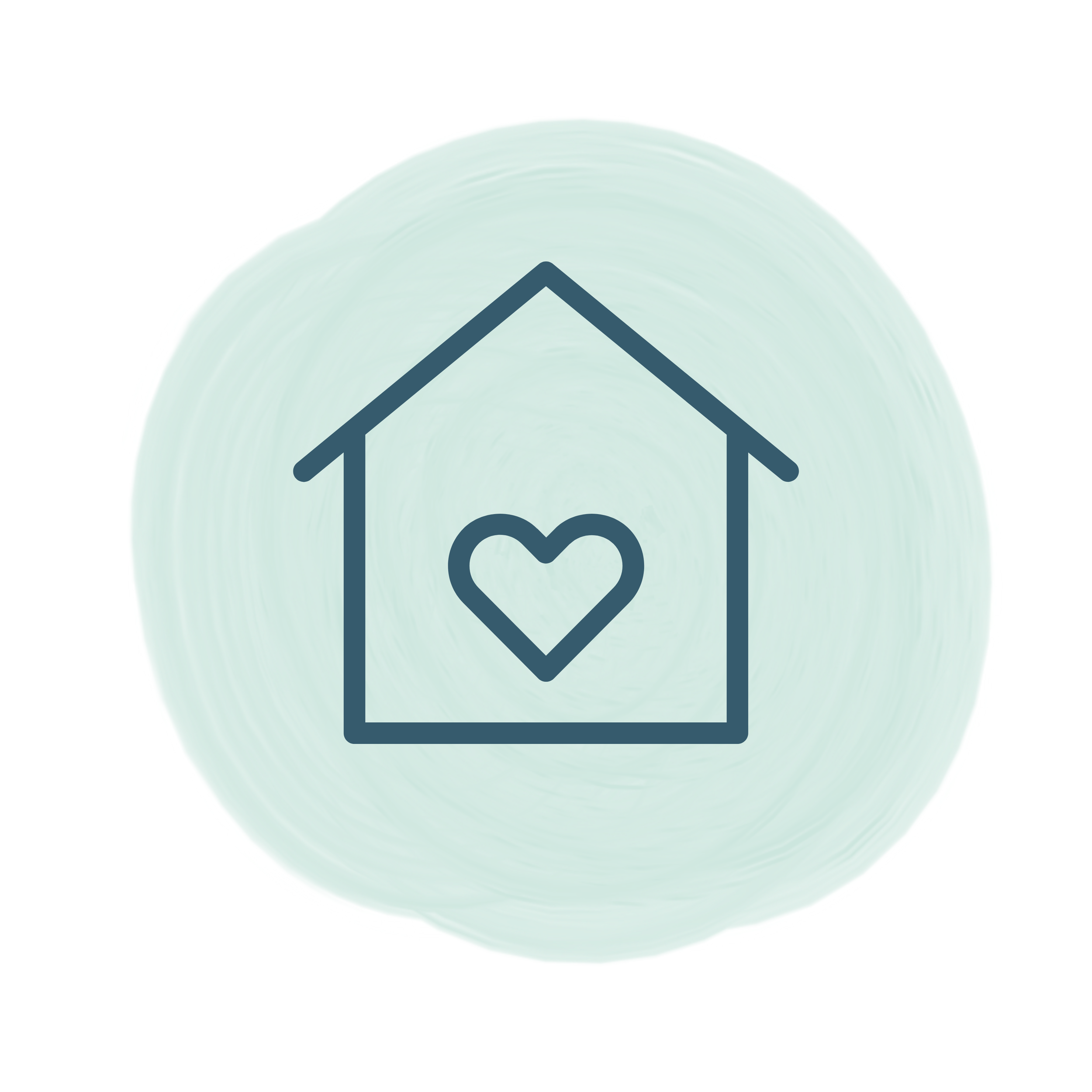 House heart icon with watercolor background