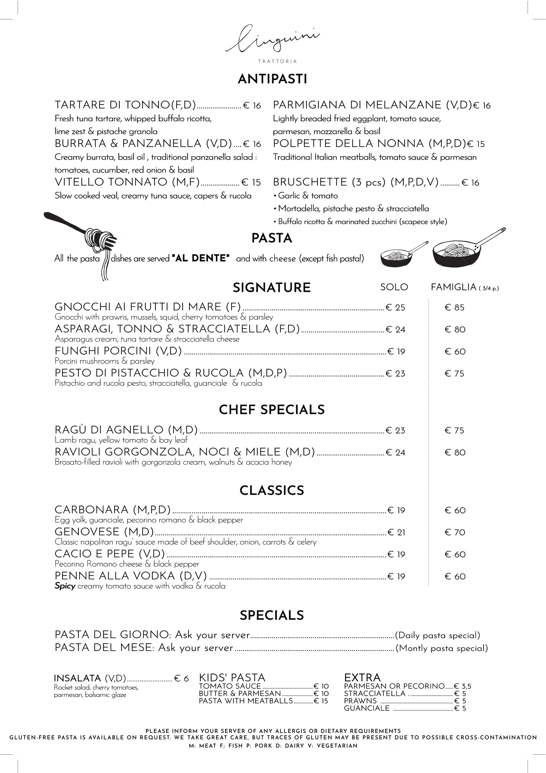 Menu Linguini pagina 1