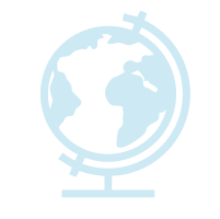 Illustration of a globe showing North and South America with a partial circular frame around it, on a black background.