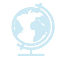 A globe showing North and South America with a simplified map outline on a stand.