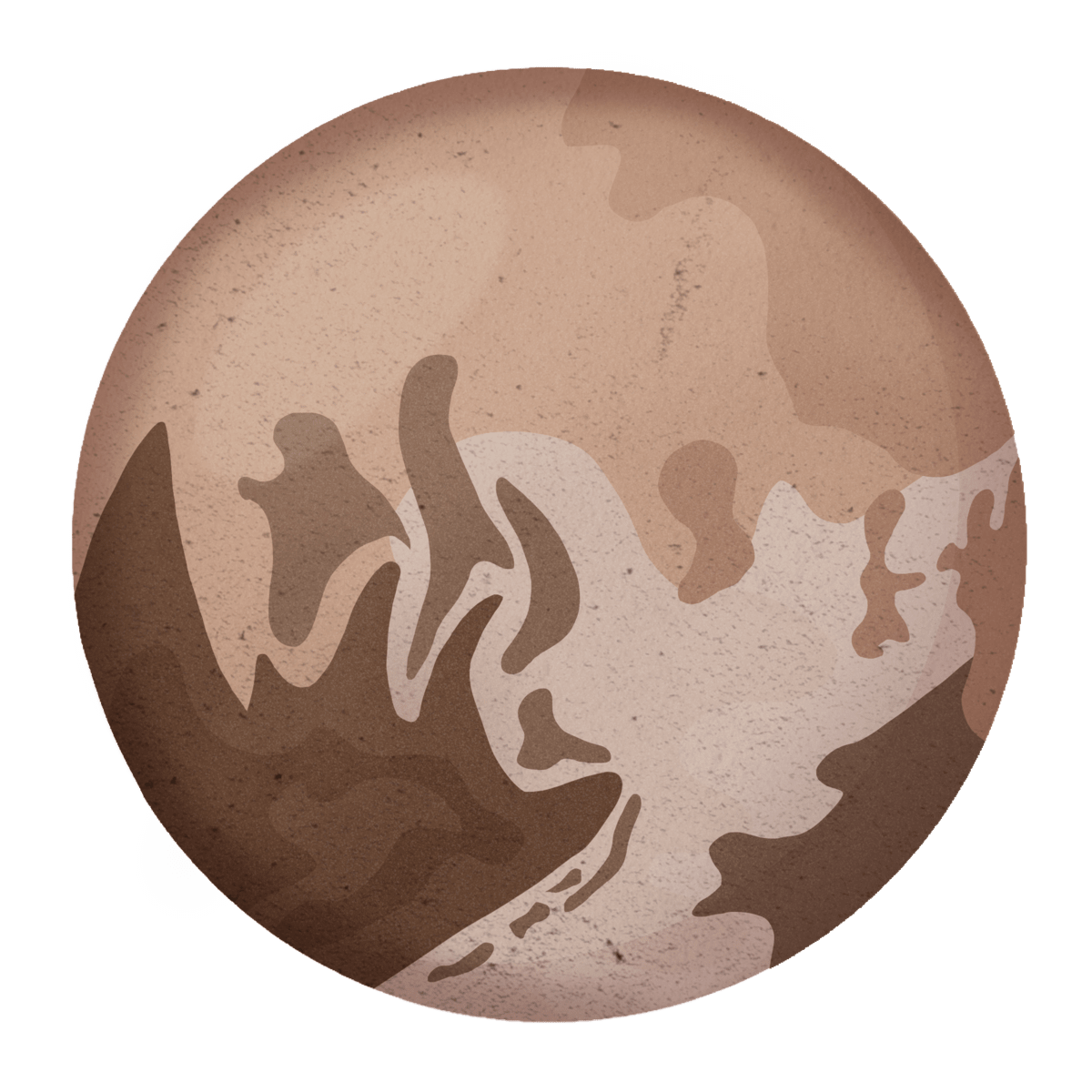 Illustration of the moon with craters and surface details.