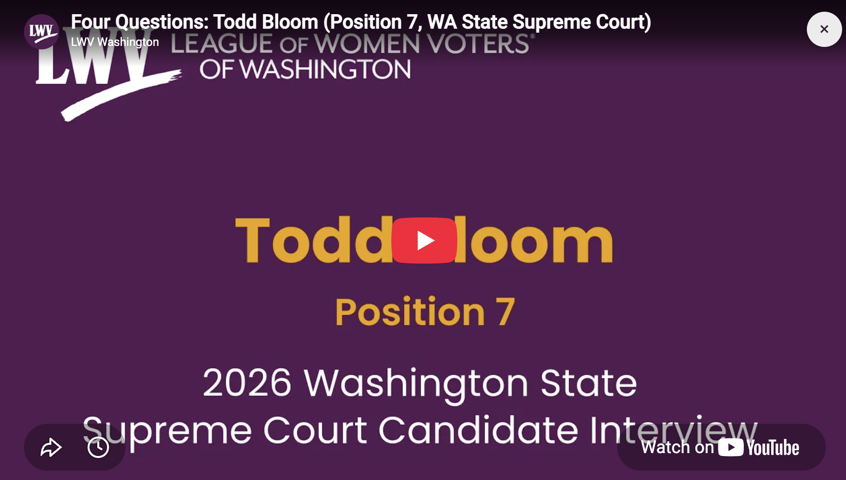Candidate Interview with the League of Women Voters of WA