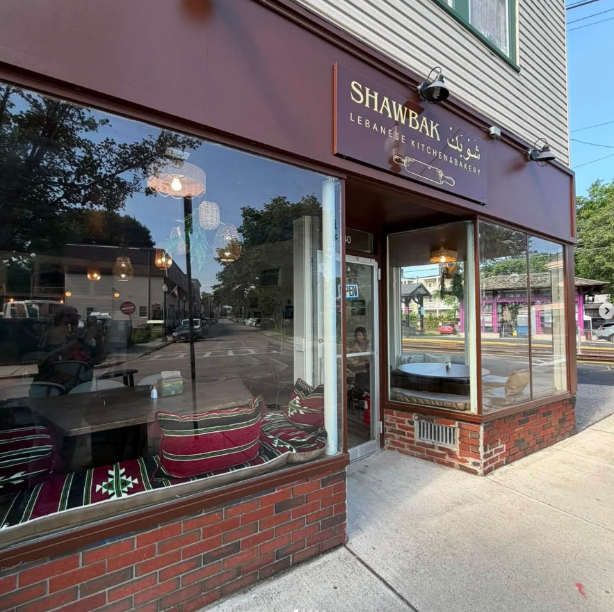Shawbak Lebanese restaurant exterior storefront and dining entrance in Melrose MA