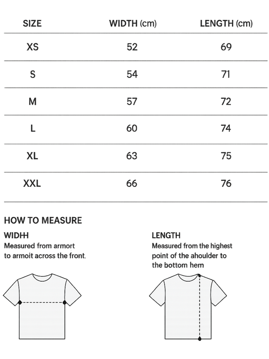 T-shirt size chart